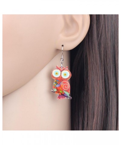 Acrylic Drop Owl Earrings Bird Dangle Funny Design Lovely Gift For Girl Women Kids By The Red $7.79 Earrings