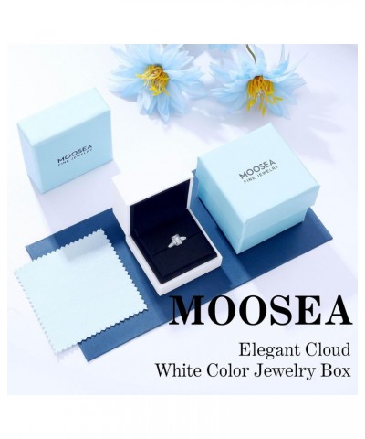 MOOSEA 3 Stone Moissanite Rings for Women, 2ct Emerald D Color VVS1 Clarity Lab Created Diamond Rings 14K White Gold Vermeil ...