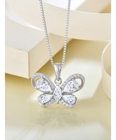 Butterfly Necklace for Women 925 Sterling Silver Birthstone Butterfly Pendant for Jewelry Gifts 04-diamond-Apr $28.60 Necklaces