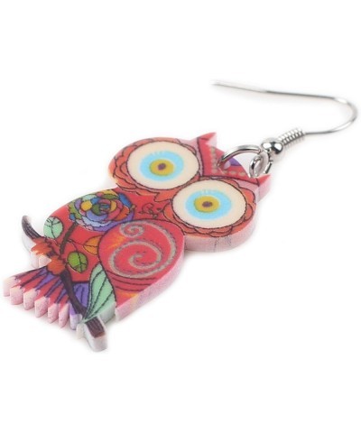 Acrylic Drop Owl Earrings Bird Dangle Funny Design Lovely Gift For Girl Women Kids By The Red $7.79 Earrings