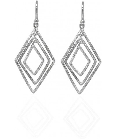 925 Sterling Silver Triple Dangle Geometric Rhombus Drop Earrings -14K Gold Plated Drop Earrings Comes with Gift Box for Wome...