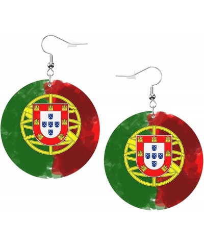 2022 World Football Teams National Flag Women Round Leather Earrings Soccer Dangle Earrings for Girls National Soccer Team Fa...