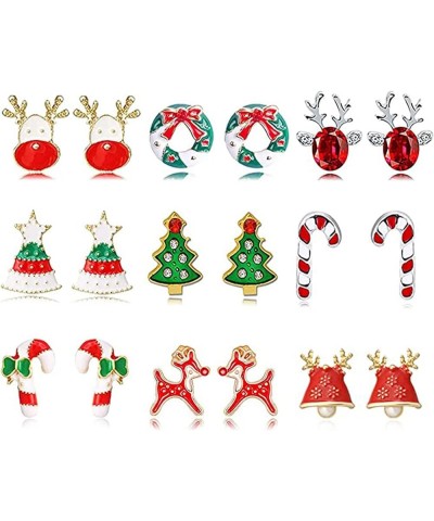 9-24 Pairs Christmas Stud Earrings Set for Teen Girls Christmas Gifts for Women Christmas Tree Snowflake Gift Box Snowman Sto...