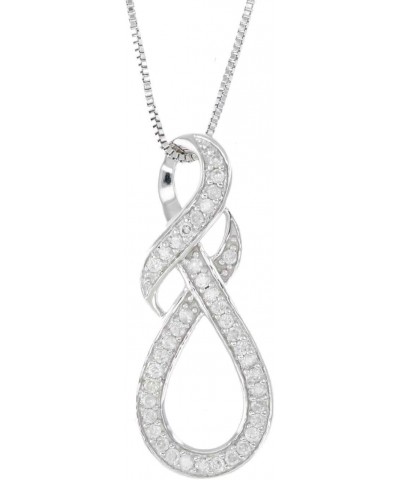 1/5 cttw Diamond Pendant, Diamond Swirl Infinity Pendant Necklace for Women in 10K White Gold with 18 Inch Chain, Prong Setti...