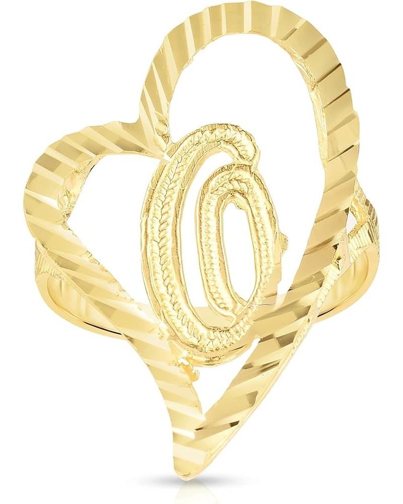 10k Yellow Gold Small Medium or Large A-Z Cursive initial Letter Heart Ring O-Medium $83.48 Others