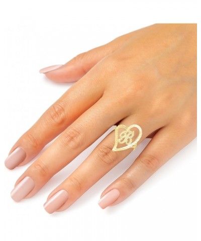 10k Yellow Gold Small Medium or Large A-Z Cursive initial Letter Heart Ring O-Medium $83.48 Others