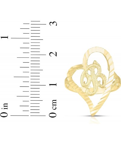 10k Yellow Gold Small Medium or Large A-Z Cursive initial Letter Heart Ring O-Medium $83.48 Others