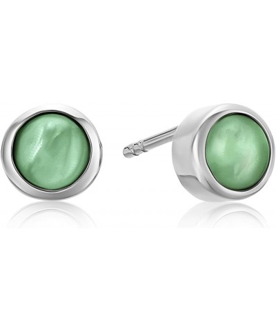 Serenity Stud Earrings for Women in Aventurine Green, Moonstone White or Quartz Pink in 18K Gold Plated or 925 Sterling Silve...