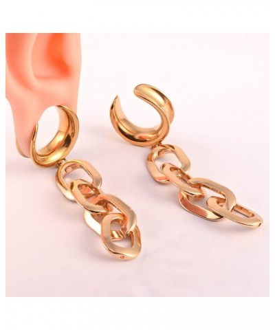 2PCS Gold-chain Hypoallergenic Stainless Steel Plugs Ear Gauges Weights Tunnels Piercing Expander Stretchers Fashion Body Jew...