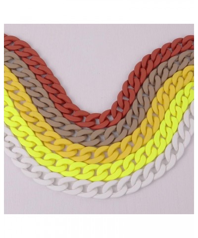 Colorful Acrylic Chain Choker Necklaces For Women Statement Matte Resin Wide Chain Collar Neck Jewelry AM69A (Neon Yellow) Cl...