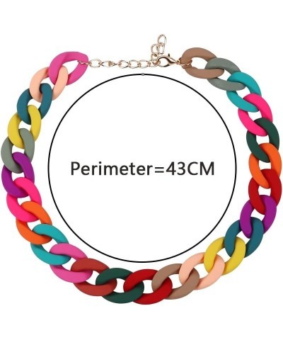 Colorful Acrylic Chain Choker Necklaces For Women Statement Matte Resin Wide Chain Collar Neck Jewelry AM69A (Neon Yellow) Cl...