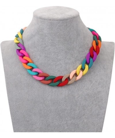 Colorful Acrylic Chain Choker Necklaces For Women Statement Matte Resin Wide Chain Collar Neck Jewelry AM69A (Neon Yellow) Cl...