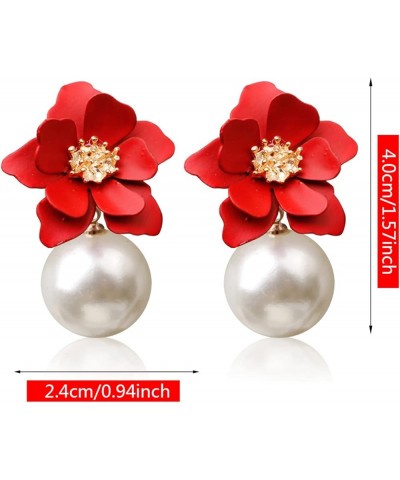 Elegant Boho Flower Stud Earrings with White Pearl for Women Girls Lover and Friends Flower Shaped Daisy Dangle Drop Earrings...