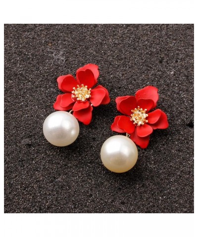 Elegant Boho Flower Stud Earrings with White Pearl for Women Girls Lover and Friends Flower Shaped Daisy Dangle Drop Earrings...