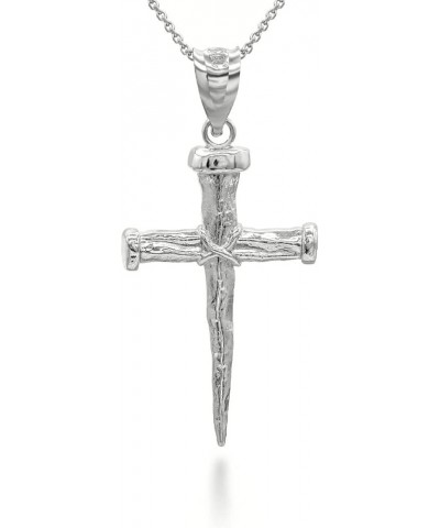 10K Yellow, White, or Rose Gold Nail Cross Christian Faith Pendant Necklace - Choice of Colors 10K White Gold 22.0 Inches $71...