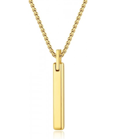 Simple Tungsten Steel Bar Pendant Necklace for Men Women 20" Gold-color with Box chain $17.40 Necklaces