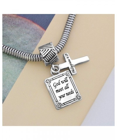 Bible Prayer Charm for Bracelets Pendant Heart Silver Cross Matthew Isaiah Dangle Charms Bracelet for Women Wife Daughter Gra...