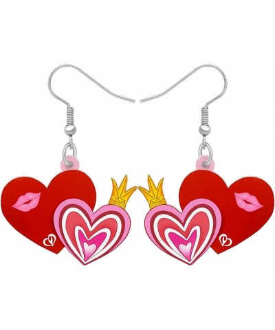 Acrylic Valentines Day Cute Love Heart Donuts Earrings Dangle Fashion Jewelry for Women Girls Kids Charm Gift Couple Crow Hea...