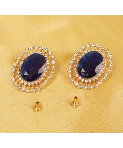 Indian Bollywood Artistic large stud designer Earrings jewelry in Gold or Silver Tone For Women. D559 Blue $11.59 Earrings