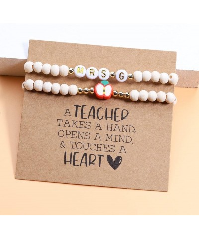 Personalized Teacher Appreciation Gifts Teacher Bracelet for Women, 2 Pcs Wood Beaded Bracelets Elastic Teacher Gifts, New Te...