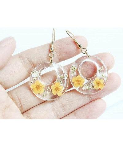 SIEASY Pressed flower Earrings, real Dried Flowers Pendant Earrings Orange Floret Orange $8.05 Earrings