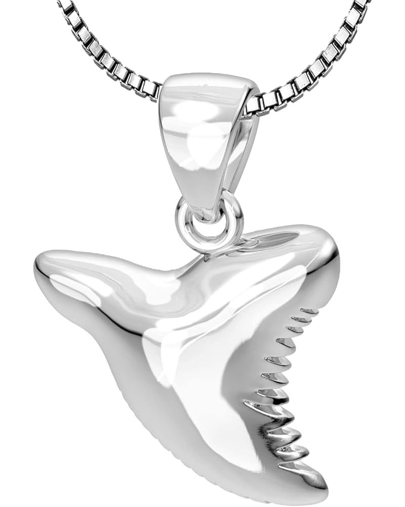 And Gems Ladies 925 Sterling Silver Shark Tooth Aquatic Charm Pendant Necklace, 18in to 24in 24in, 1.5mm Box Chain $26.94 Nec...