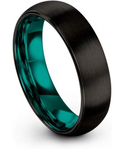 Tungsten Carbide Wedding Band Ring 6mm for Men Women Green Red Blue Purple Black Copper Fuchsia Teal Interior with Dome Brush...