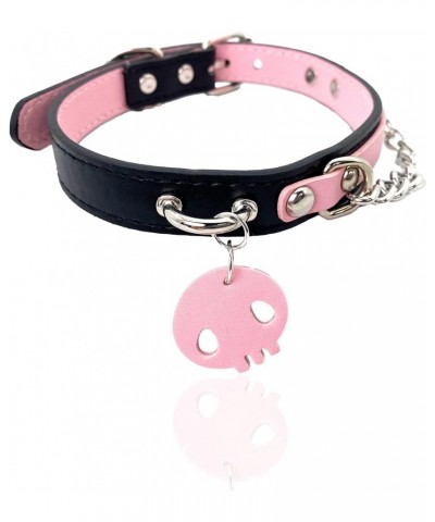 Leather Choker Collar Necklace For Women,Cute Skull Gothic Punk Rock Choker Necklace Collars SKULL PINK $11.79 Necklaces