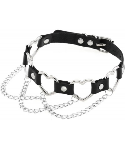 Women Goth Choker Punk Heart Leather Chain Collar Necklaces Black $11.79 Necklaces