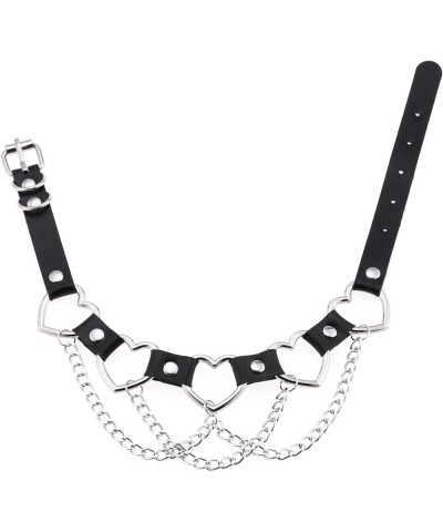 Women Goth Choker Punk Heart Leather Chain Collar Necklaces Black $11.79 Necklaces