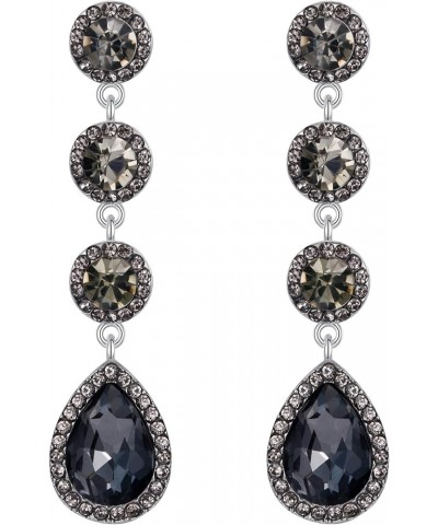 Women's Elegant Wedding Bridal Crystal Teardrop Chandelier Dangle Earrings Grey Silver-Tone $11.95 Earrings