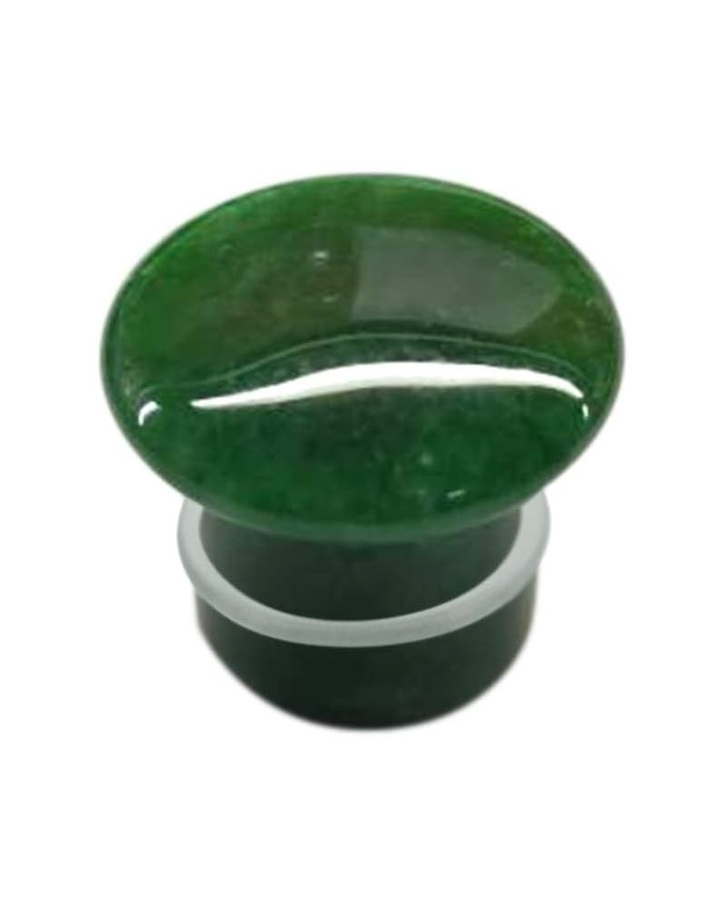 Pair of Green Jade Single Flare Stone Ear Plugs Silicone O-Ring Expander synthetic Gauges 8ga - 1 inch E617 5/8 Inch(16mm) $1...