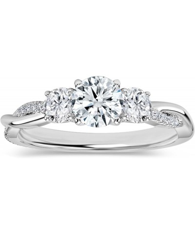 Round Lab Grown White Diamond Twisted Three Stone Engagement Ring for Women in 925 Sterling Silver 7 0.50 Carat $75.62 Rings