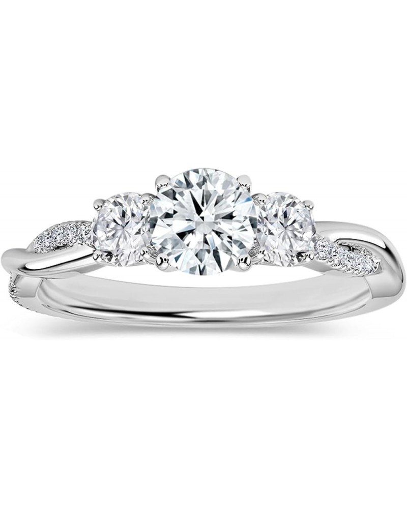 Round Lab Grown White Diamond Twisted Three Stone Engagement Ring for Women in 925 Sterling Silver 7 0.50 Carat $75.62 Rings