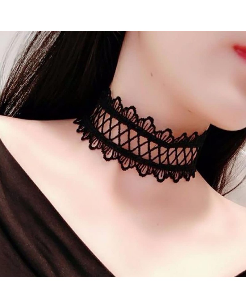 Gothic Black Velvet Lace Choker Necklaces Collar Choker Jewelry Adjustable for Women and Girls $6.50 Necklaces