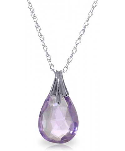 3 ct 14k Solid White Gold Necklace Natural Briolette Amethyst 16.0 Inches $114.00 Necklaces