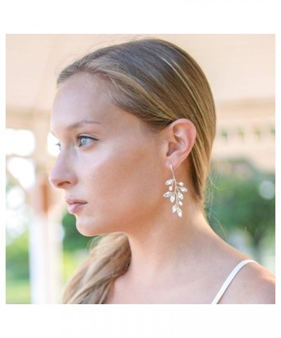 Bridal and Wedding Silver Handmade Dangle Earrings with Crystal Gems and Petite Freshwater Pearls $12.47 Earrings