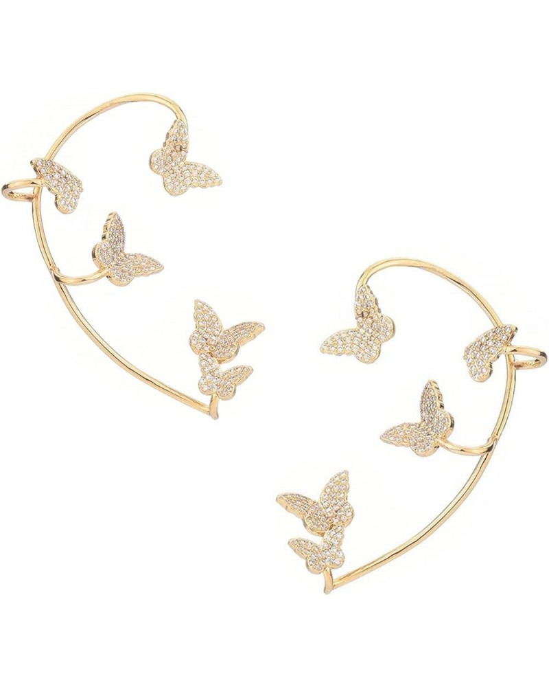 Elegant Crystal Cuff Butterfly Shiny Dainty Rhinestone Butterfly Ear Wrap No Piercing Ear Clip for Women and Girls Gold Set $...