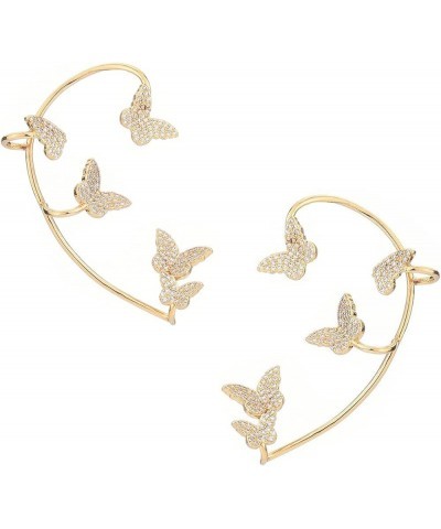 Elegant Crystal Cuff Butterfly Shiny Dainty Rhinestone Butterfly Ear Wrap No Piercing Ear Clip for Women and Girls Gold Set $...