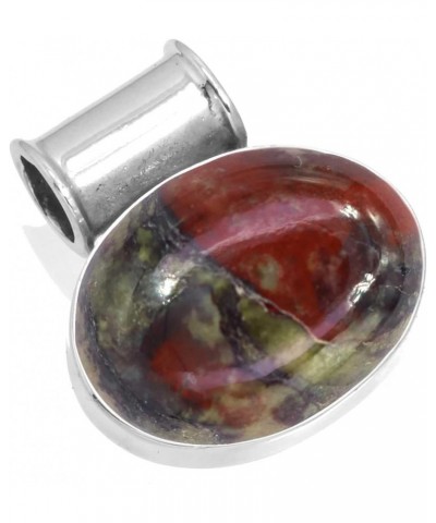 925 Sterling Silver Statement Pendant for Women 12x16 Oval Gemstone Handmade Jewelry for Gift (99558_P) Dragon Blood Jasper $...