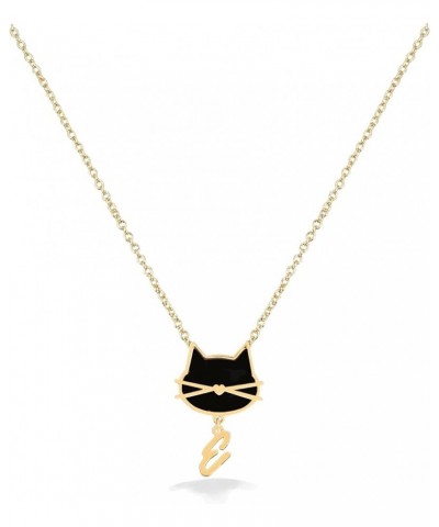 Cat Initial Letter Pendant Necklace Personalized Jewelry Gift for Women Girls Kids Cat lovers E $16.80 Necklaces