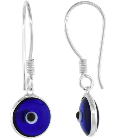 Sterling Silver Evil Eye Earrings for Women and Girls 10 MM Glass Eyes Available in All Color Fish Hook Navy_Blue $12.95 Earr...