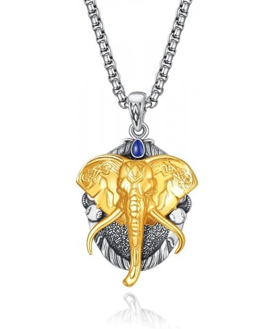 Elephant Necklace Sterling Silver Elephant/Fatima Hamsa Hand Celtic Viking Pendant Amulet Jewelry for Men Women Gold $34.50 N...