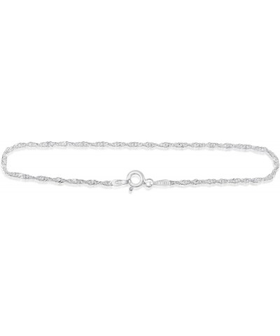 2mm Twisted Curb Chain - Sterling Silver Singapore Twisted Bracelet & Anklet Italian Curb Chain - Premium Finish - Elegant De...