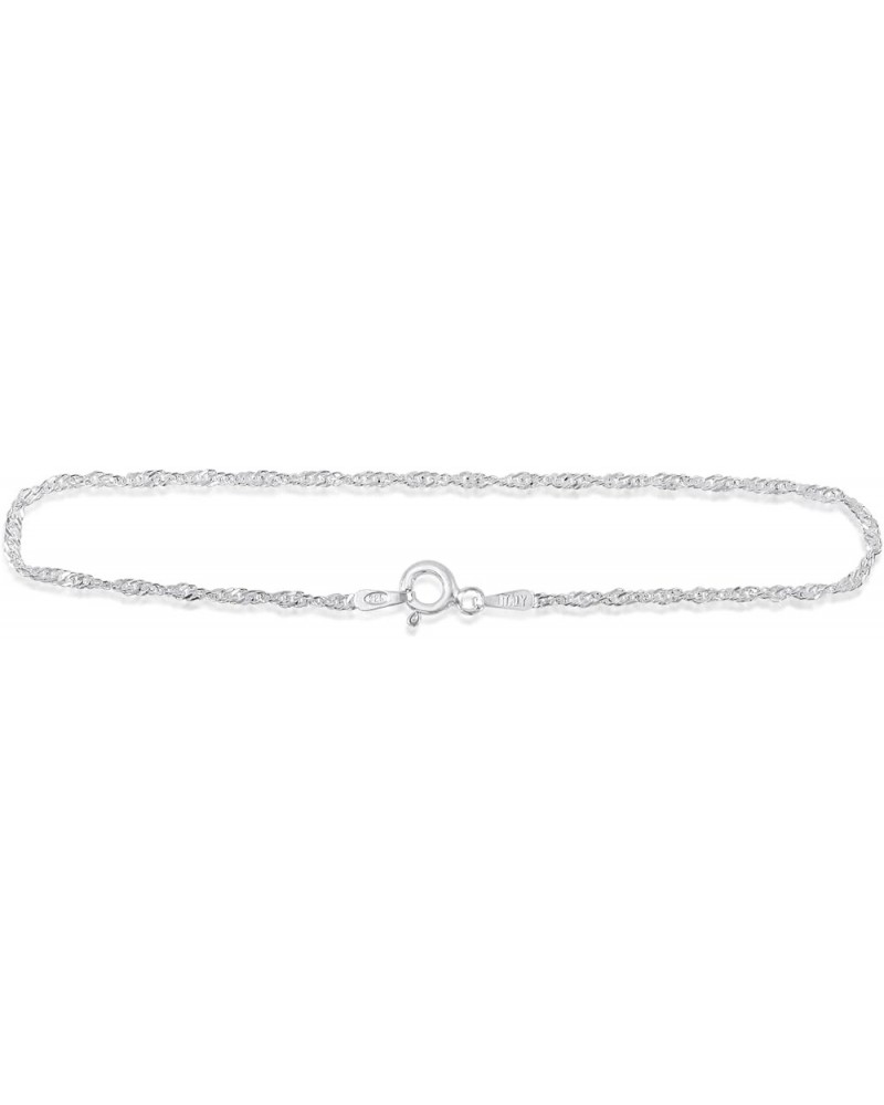 2mm Twisted Curb Chain - Sterling Silver Singapore Twisted Bracelet & Anklet Italian Curb Chain - Premium Finish - Elegant De...