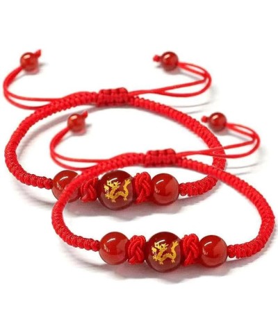 2024 New Year of Dragon Red String Bracelet, Adjustable Zodiac Dragon Charm Bracelet Chinese Animal Good Luck Bracelet Feng S...