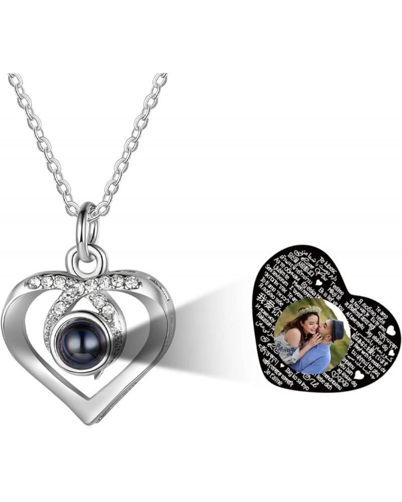 Custom Photo Projection Necklace with Picture Inside I Love You Necklace 100 Languages Personalized Heart Necklaces Memorial ...