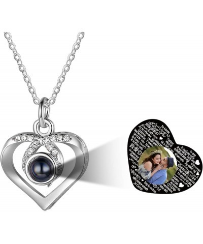 Custom Photo Projection Necklace with Picture Inside I Love You Necklace 100 Languages Personalized Heart Necklaces Memorial ...