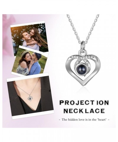 Custom Photo Projection Necklace with Picture Inside I Love You Necklace 100 Languages Personalized Heart Necklaces Memorial ...