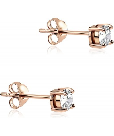 Sterling Silver 1/4-1/2 Carat Lab Grown Diamond 3mm Round Solitaire Stud Earrings Rose Gold 0.33 carats $88.32 Earrings